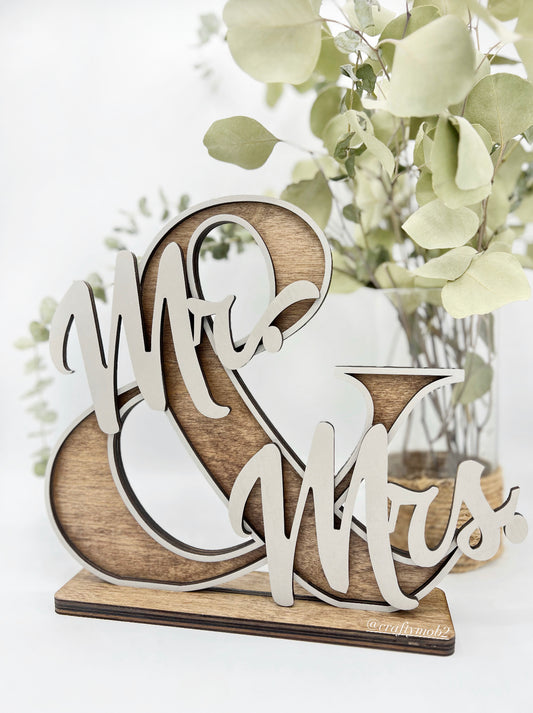 Mr. & Mrs. Layered wood shelf sitter